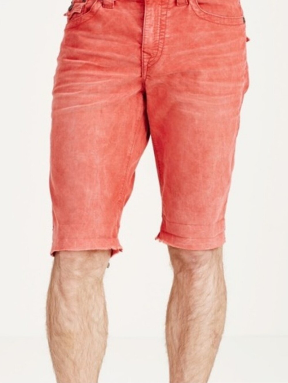 True Religion Ricky Jhorts Red Pinwale Corduroy Shorts Raw Hem Button Flap Sz42
